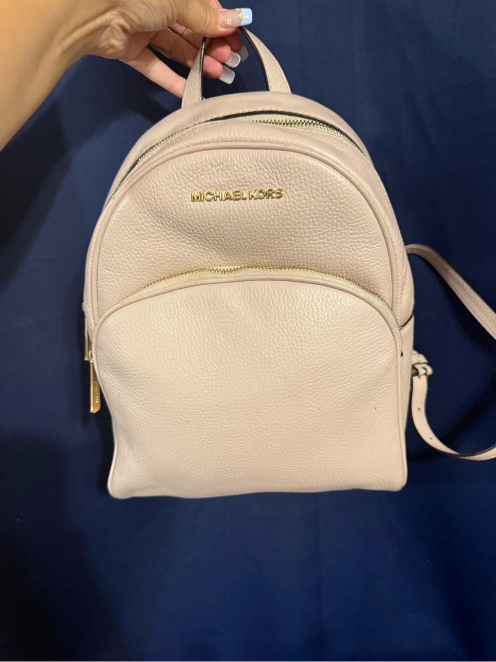 MICHAEL KORS Blush Leather Mini Backpack with Gold Hardware